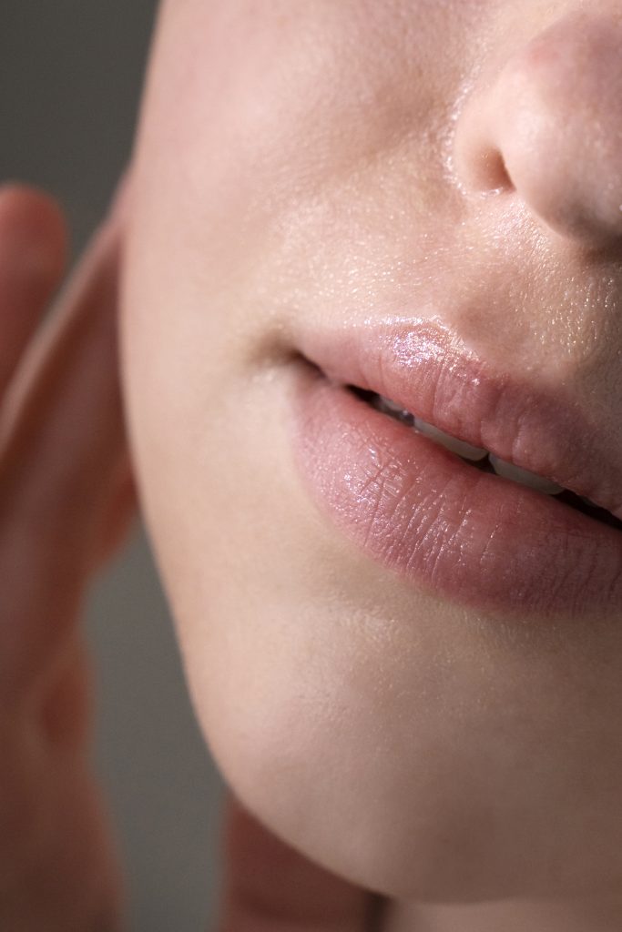 Services close up portrait woman with hydrated skin